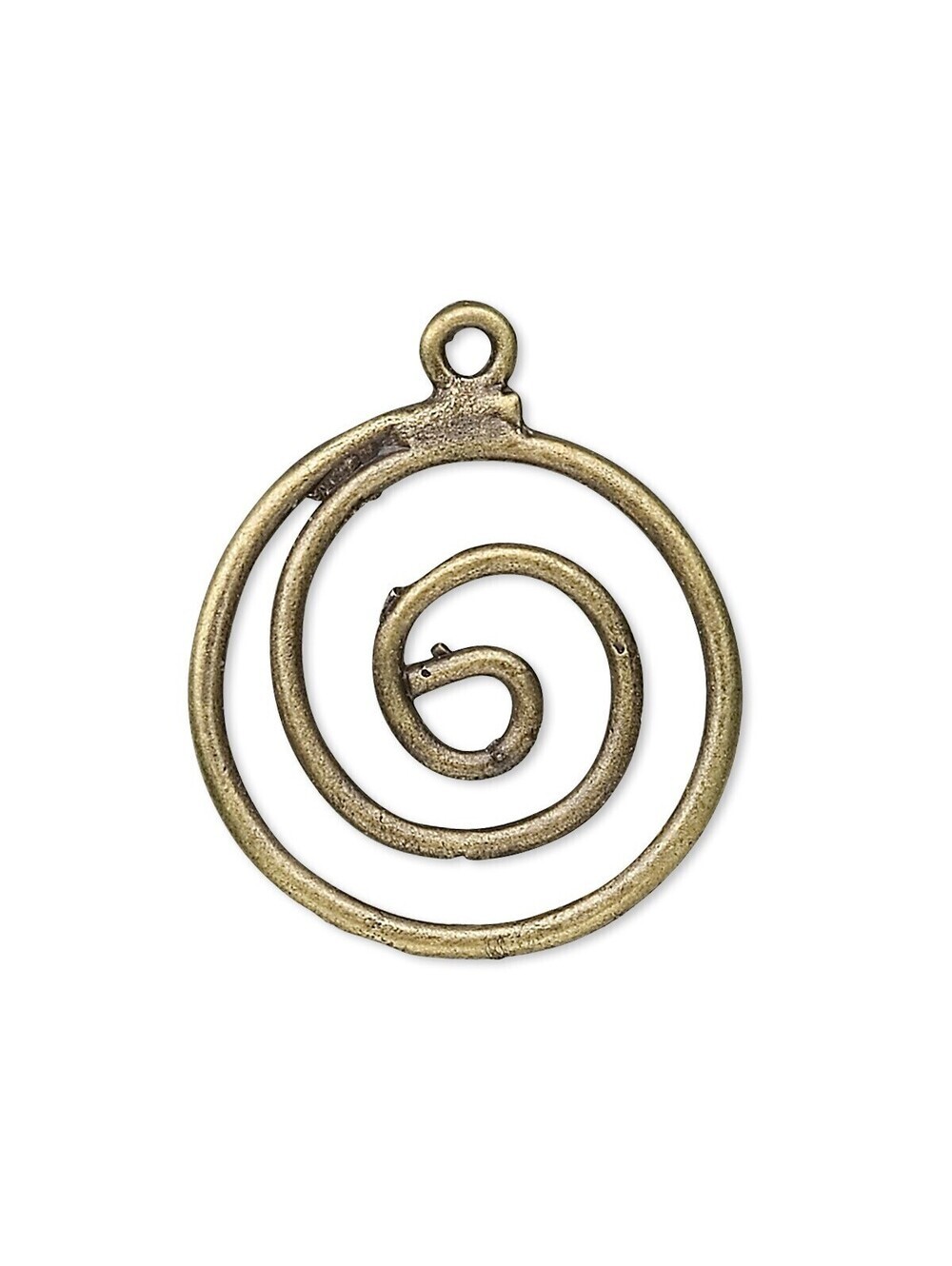Antique Brass Bronze Mid Century Style Circle Swirl Pendants 2 pcs